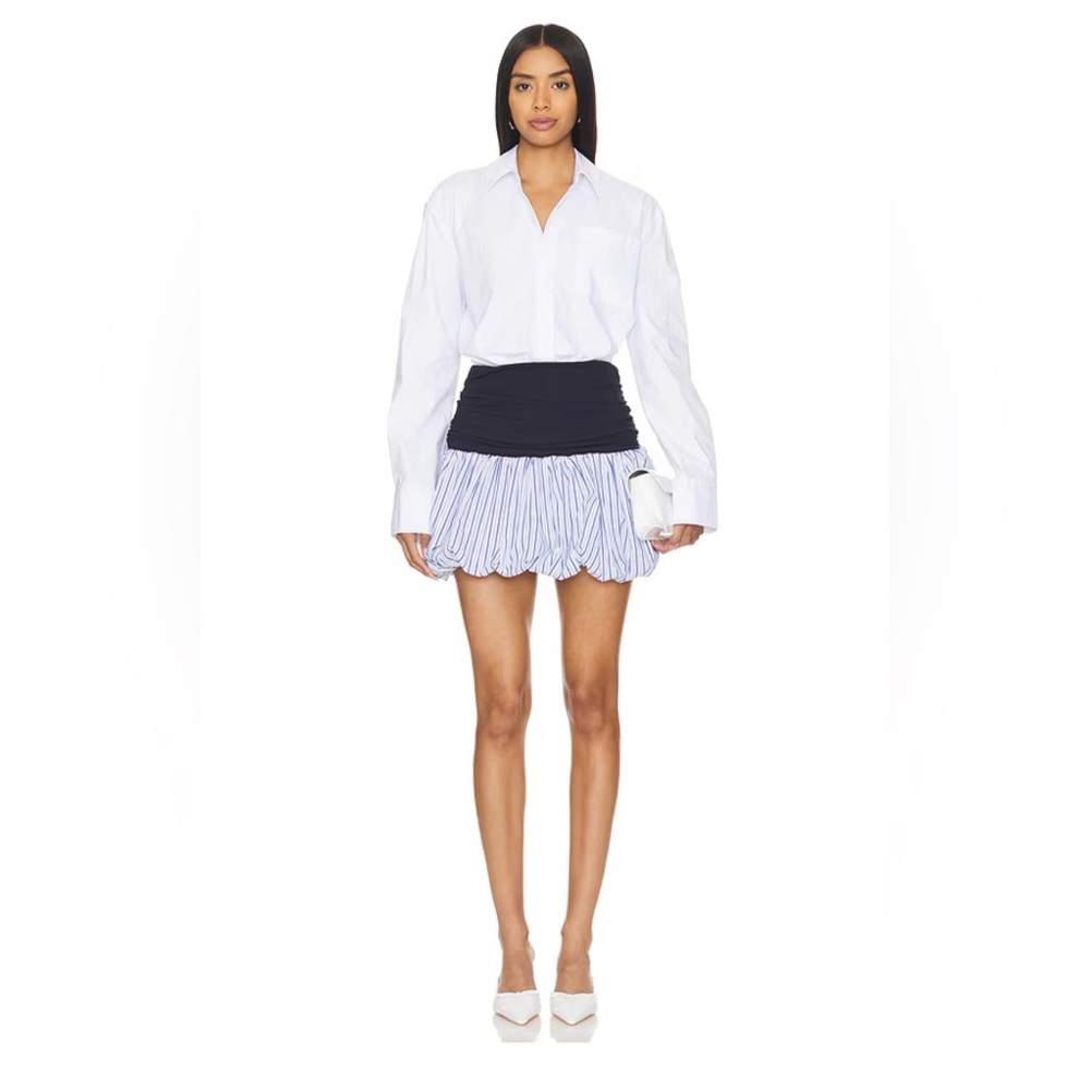 NWT Andi Mini Dress in White & Navy - long sleeve bubble dress - revolve